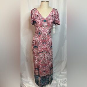 NWT Pink and Blue Paisley Maxi Dress Size 4/Small